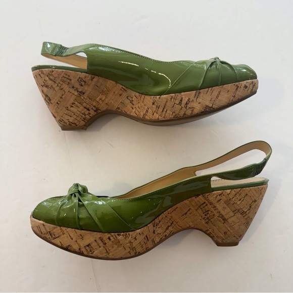 Franco Sarto Green Patent Leather Wedge Sandals - Picture 3 of 8